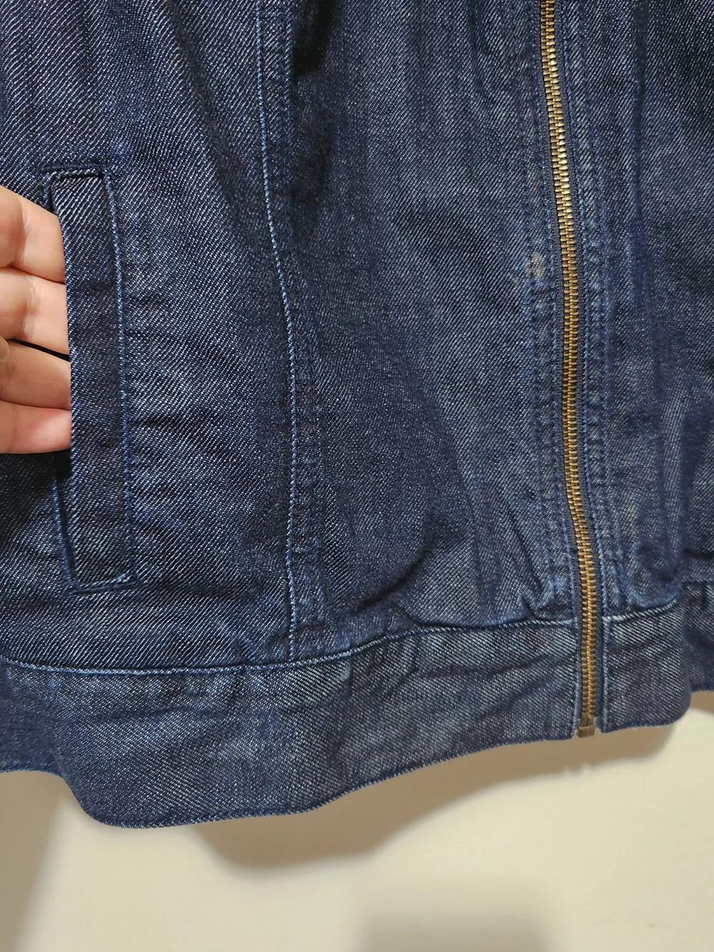 Denim Knit Jacket Sweater Collar Full-Zip Front Pockets Gorpcore-adjacent 22 WP